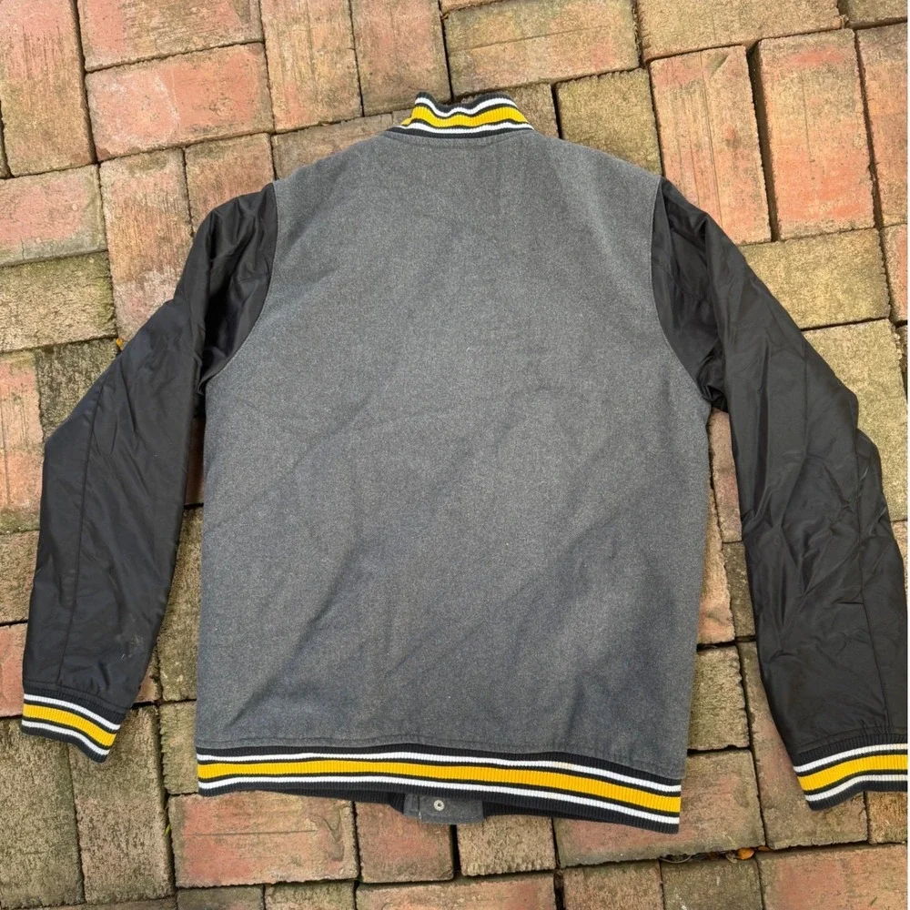 NFL Team Apparel Pittsburgh Steelers Varsity Jacket Kids Large 14/16 Grey Black